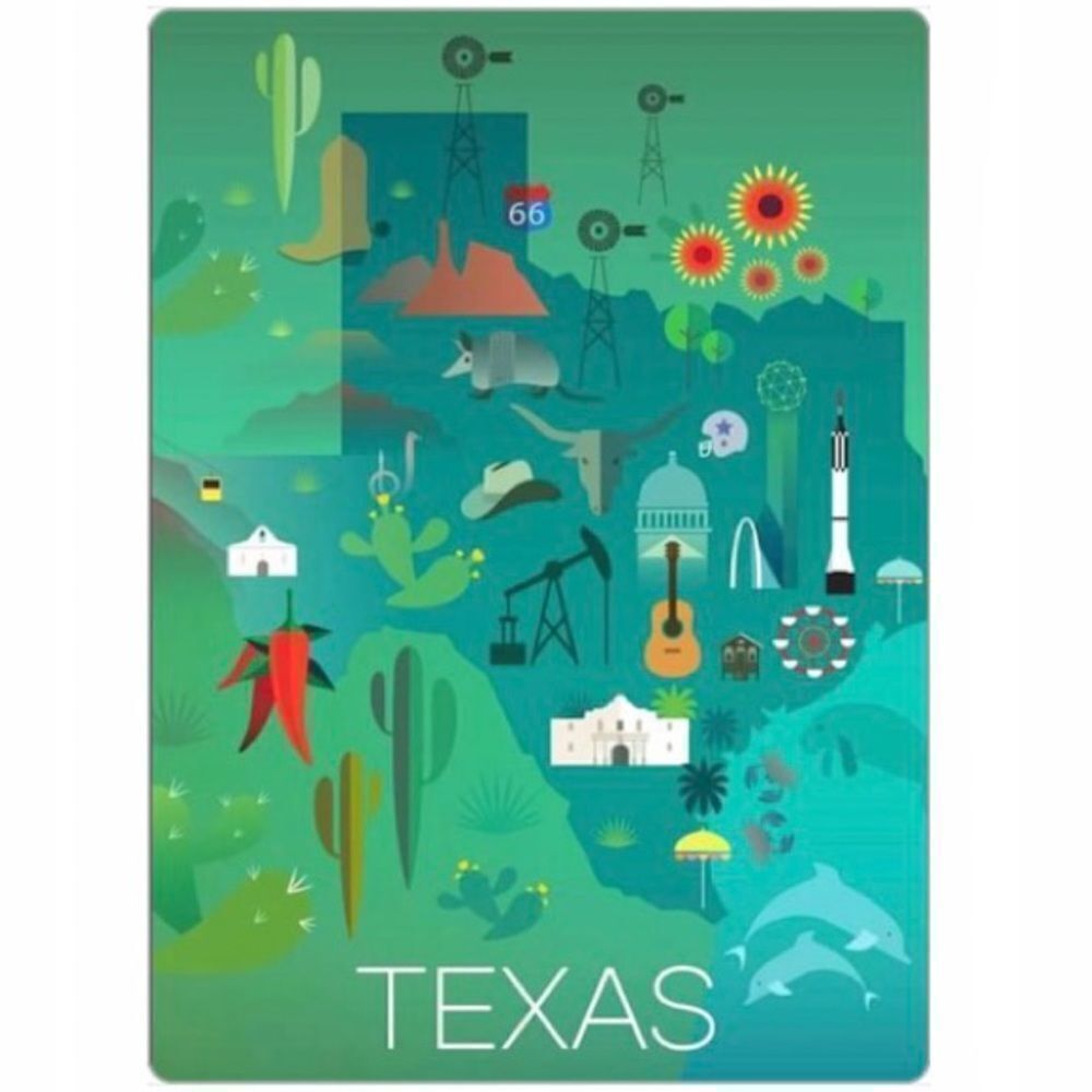 Colorful Texas Map Magnet - Picture 2 of 2
